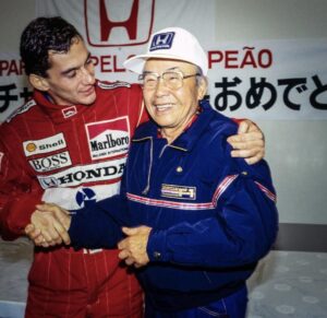 Ayrton Senna e Soichiro Honda - Criador da Marca Honda